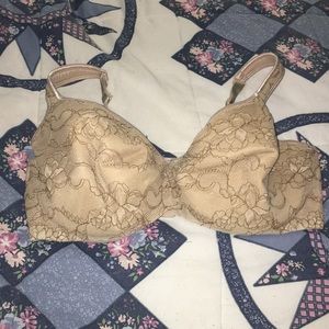 Cacique 40f 40ddd tan cream nude lace floral bra